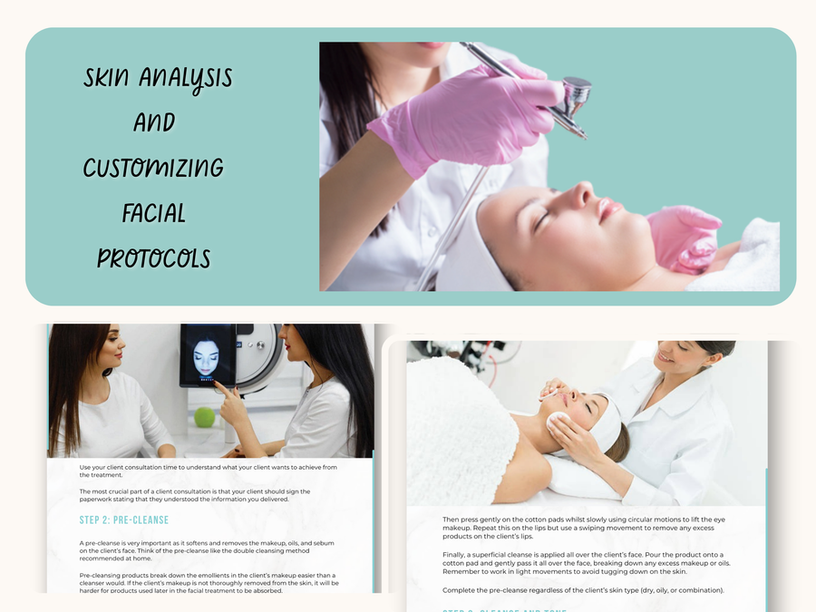 Skin analysis and customizing facial protocol manual guide | Instant Download