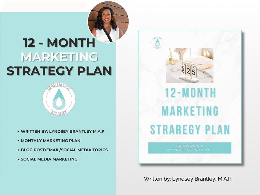 Beauty Business 12 Month Marketing Plan | Branding | Skincare Planner | Business Plan | Social Media Marketing | Facebook | Instagram